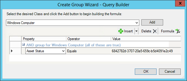 Create Windows computer group using the asset status property